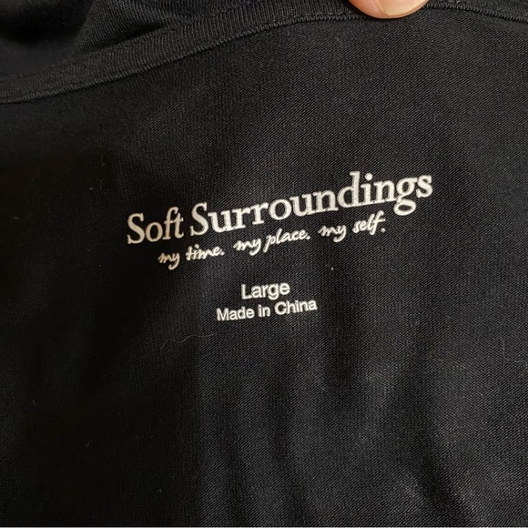 Soft Surroundings Sleeveless Gathered Front Black Drapey Tunic Tank - Picture 6 of 6